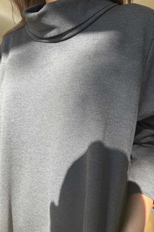 Scuba Stretch Funnel Neck Cocoon Dress Sport Grey /10=